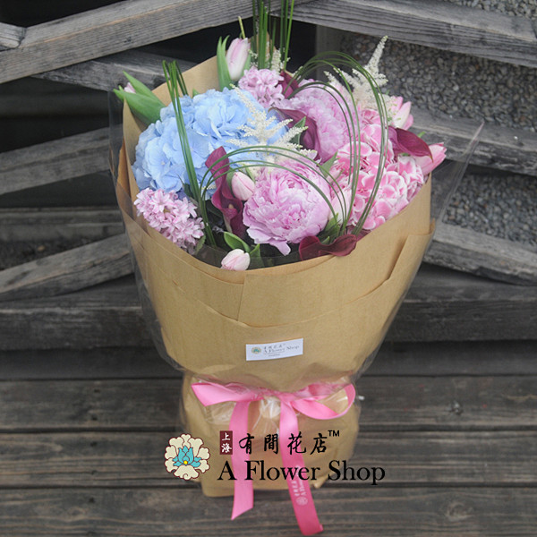 上海有间花店|鲜花速递|进口绣球牡丹红色...