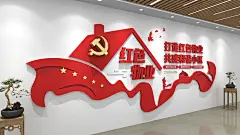 原创红色简约红色物业党建文化墙