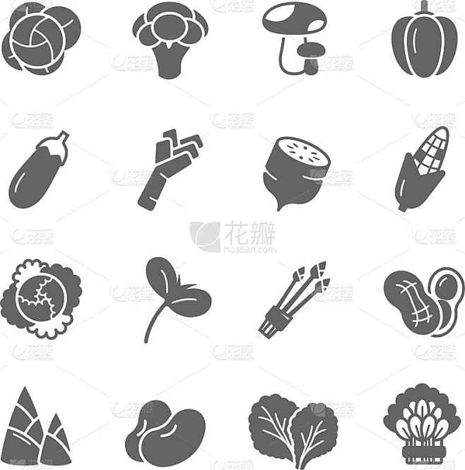 Icon set -蔬菜素材-花瓣网