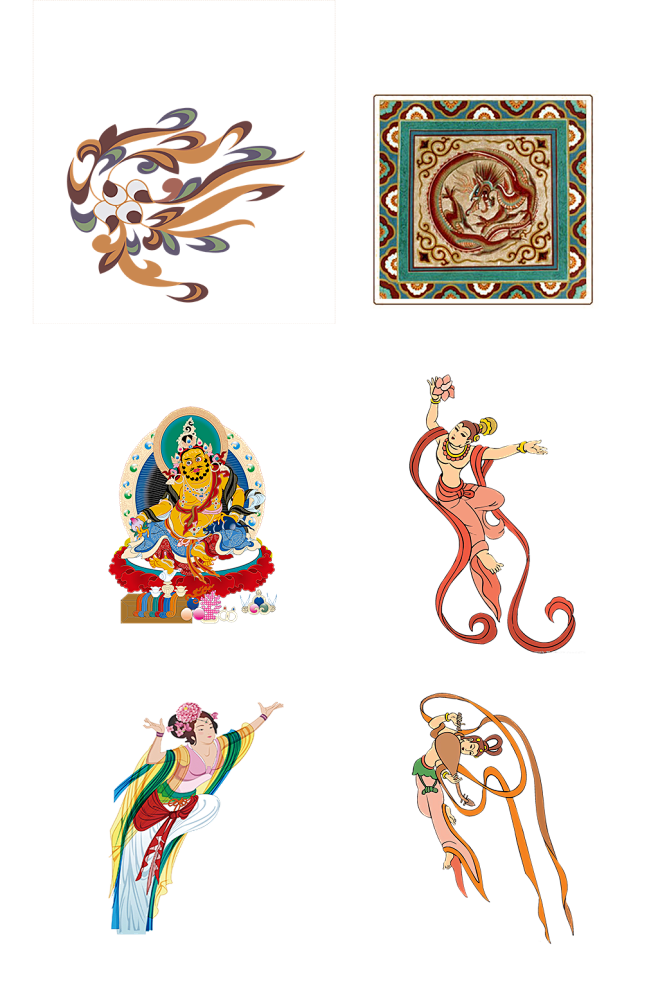 敦煌艺术壁画飞天西域风情免抠元素-花瓣网