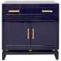 Worlds Away Marcus Navy and Gold Leaf Cabinet @Zinc_door #zincdoor #lacquered #dresser