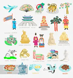 一组25个涂鸦矢量插图-韩国旅游收藏的景点,set of 25 doodle vector illustration - sights of South Korea travel collection - 图虫创意-全球领先正版素材库-Adobe Stock中国独家合作伙伴