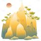 重阳节手绘插画-山川