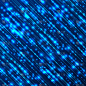 抽象的未来科技蓝色魔法粒子线闪闪发光的黑暗背景。你可以使用封面模板，海报，横幅网页，传单，着陆页，印