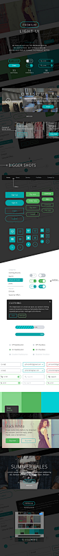 Premium Light UI Kit : Premium Light UI Kit PSD FILE with 75 UI elementsLight UI Kit is totally based on Flat Design Standards. The bundle contains 75 Flat UI elements. You can easy to change color style, fonts and images with Smart Objects and the elemen
