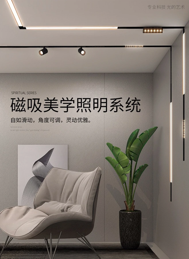 雷士照明（NVC）磁吸轨道灯 精品嵌入式无边框筒灯家用客厅导轨射灯商业无主灯照明射灯led线条灯 【磁吸导轨】1.5米 单只装【图片 价格 ...