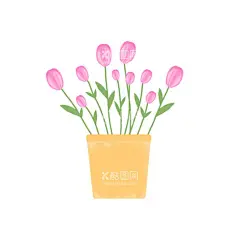 郁金香花束插画风元素  - 源文件下载【酷图网】花,花卉,植物,母亲节,感恩节,壁纸,包装,插画,水彩,郁金香,盛开鲜花,郁金香特写,郁金香花束