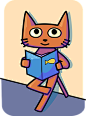 Cat, Book, Reading, Standing, Wall, Fish