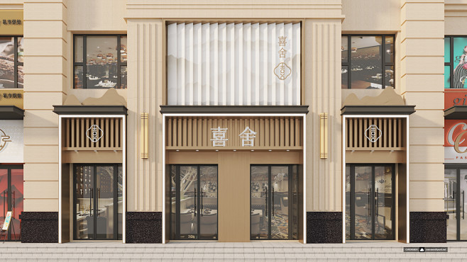 地产商业街 商铺包装 门头 效果图 @wenseen,2021