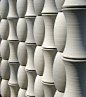 Japanese stoneware wall screens and dimensional elements by Kowa American