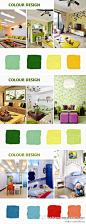 家居装修效果图室内装修设计图片：家居色彩搭配,黄绿青蓝紫,随你选择!http://t.cn/a3YD1o