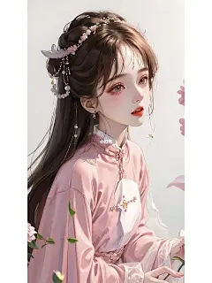粉红佳人‖女生头像‖古风壁纸