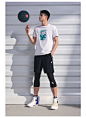 安踏速干紧身七分裤男2024夏季新款骑行健身透气运动长裤压缩裤男-tmall.com天猫