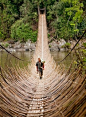 Cane bridge in the village Kabua, Republic Of The Congo.