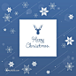 圣诞节雪花创意几何图形麋鹿杯垫蓝色背景