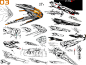 SCIFI SHIP SKETCH COMPILATION 01 : Traditionnal pencil sketch - + digital color speed rough-5/20min each