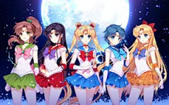 美少女战士,夜空,月亮,星星,精美动漫女神桌面壁纸