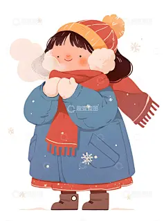 冬季小孩卡通插画高清模板免费下载-趣麦麦图