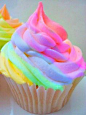 rainbow cupcake! It looks like the colours in my imagination..the ones that r totally aren't real but still very pretty!