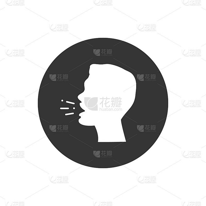 咳嗽标志图标设计新潮的平面风格。矢量信号