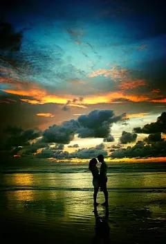 【图】loading picture 【摄影】夕阳下的海滩剪影_你的桌面壁纸