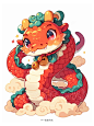 2025新春喜庆红色蛇年卡通插画IP - 小红书