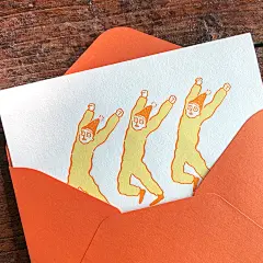 创意生日卡片贺卡 PaperPaper x Rusty 开心趣味插画复古凸版印刷-淘宝网