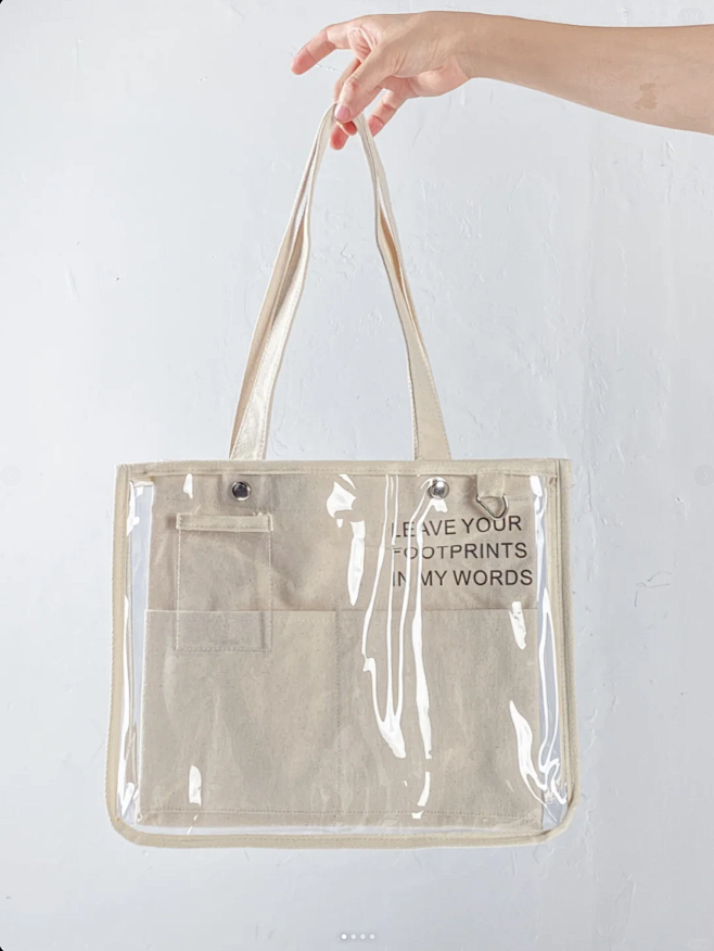 miniso 名创优品pvc透明帆布包 徽章包 娃包 - 小红书