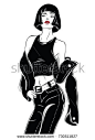 Fashion girl in sketch style on a white background. Vector illustration.