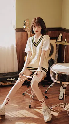 架子鼓 清纯 可爱 美女 4k电脑壁纸 4k手机壁纸极品桌面精选
