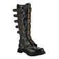 Shoes: MENS SIZING Black Leather Combat Boots Steampunk Style Knee High Hardware