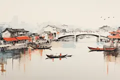 水墨风光插画绘画