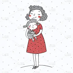 矢量插图的母亲和孩子