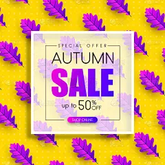 秋天出售。橡树叶宣传画。特别优惠价。