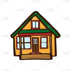 可爱的,绘画插图,卡通,建筑,房屋,矢量,儿童,白色背景,股票,小的