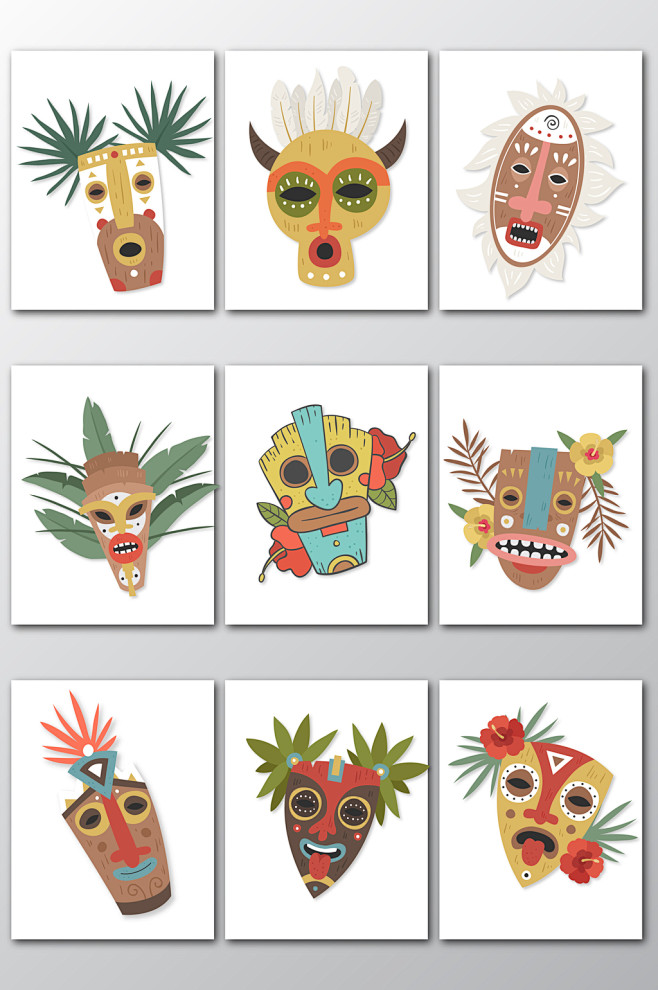 少数民族神话面具图案设计元素