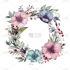 红色粉红和桃花的数字花卉框架。完美的新娘淋浴邀请函。白人背景