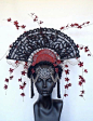 Court wear?? Fan and Flower Headdress by MissGDesignsShop on Etsy, $425.00: 
