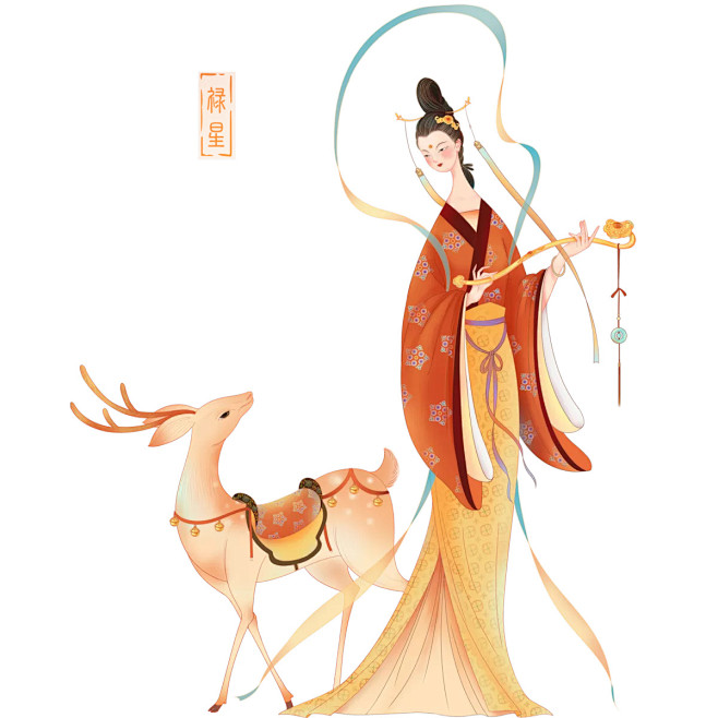 牛年春节祥瑞中国风美女人物插画