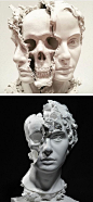 Thought-Provoking Sculpture of Split Head Reveals a Hauntingly Surreal Skull Within