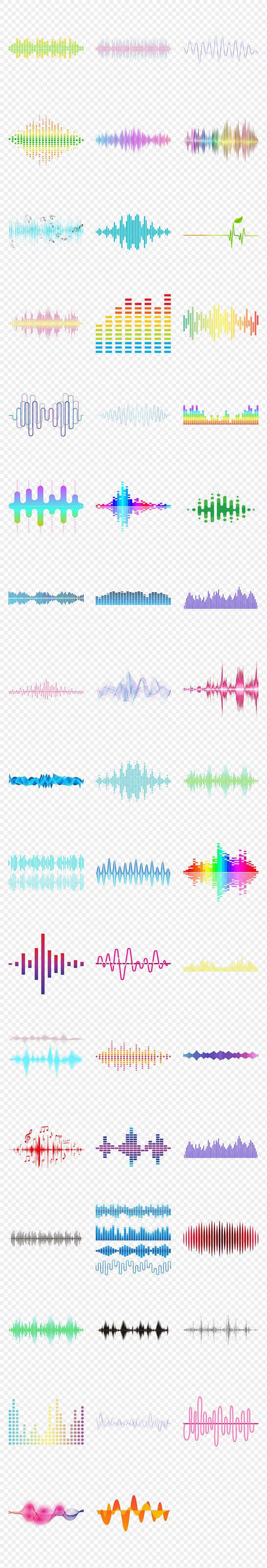 卡通手绘水彩声波图案声音波形海报素材背景图片PNG