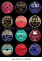 Old 78 rpm Gramophone Record Labels Stock Photo