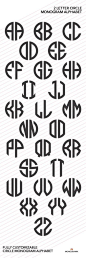 CIRCLE MONOGRAM VECTOR ALPHABET: 2 Letter Circle Monogram Alphabet.  Includes…