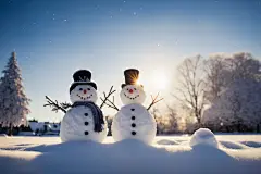 冬天户外冬季雪人摄影图