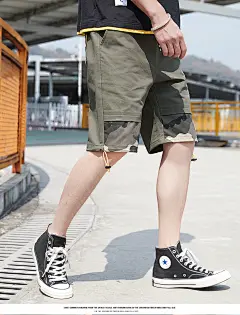 夏季韩版潮流休闲五分裤男工装沙滩裤休闲短裤脚口印花薄款短裤男-tmall.com天猫