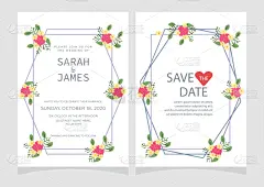 请柬,婚礼,模板,华丽的,几何形状,华贵,浪漫,枝繁叶茂,花,问候