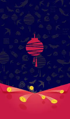 新年送金币宣传海报矢量图高清素材 开心 扁平 新年 新春 春节 激情 灯笼 狂欢 简约 过年 金币 矢量图 平面广告 设计图片 免费下载