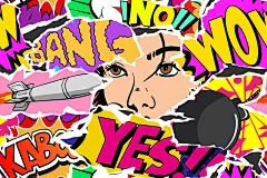 无缝图案波普漫画风格。漫画杂志上的碎片拼贴画。创意艺术设计背景。矢量插图。图片下载