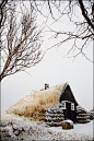 Cottage in snow, Iceland