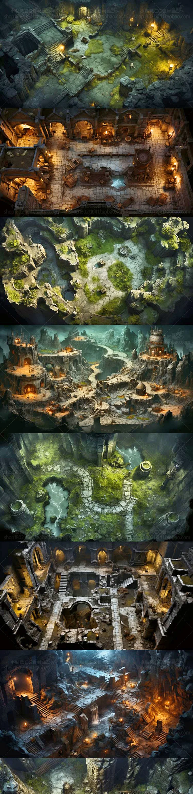 AI山洞穴俯视场景设定素材 游戏战斗场景插画设计 背景临摹图集-花瓣网